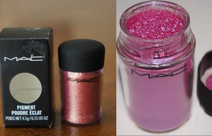 Mac pink pigments Rose (baby pink glitter) and Process Magenta